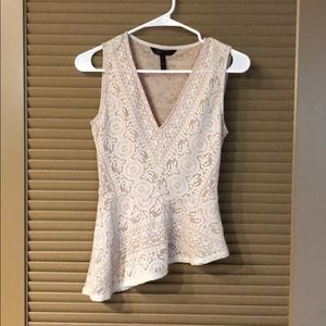 Asymmetrical white/beige BCBG top